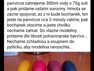 Tipy přidáváte i Vy, rodiče :-) (paní Miková - návod na výrobu modelíny - doporučení: hotovou modelínu skladovat v ledničce, kdy vydrží až 6 měsíců)