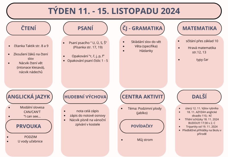 Týden 11. - 15. listopadu 2024