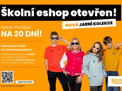 Oblečení a  doplňky s logem školy můžete stále objednávat! Termín pro objednávky prodloužen do 31. 5.