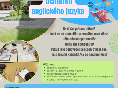 Přijmeme nového učitele/učitelku anglického jazyka!