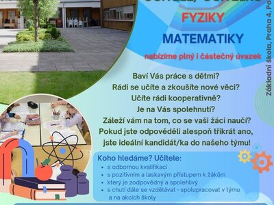 Staňte se součástí našeho týmu na pozici Učitel/ka Fyziky, Učitel/ka Matematiky