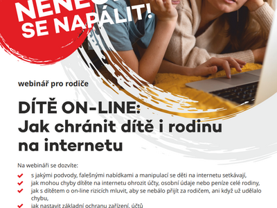 Webinář pro rodiče „Dítě on-line“ zdarma: Bezpečné chování dětí na internetu